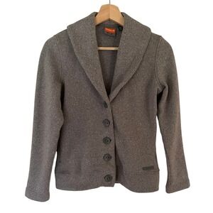 Merrell Women‎ Gray Shawl Collar Button Front Knit Jacket Cardigan XS